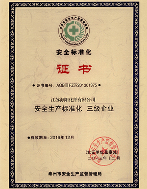 安全标准化认证证书-秋雪荣誉